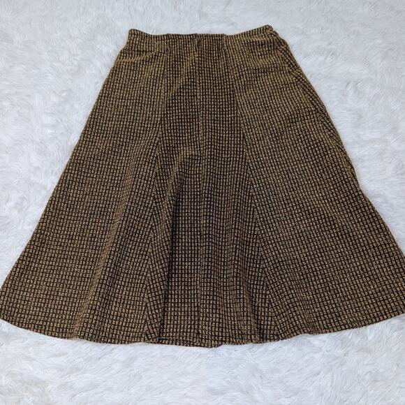 Y2K Vintage Espresso Metallic A Line Skirt Gold and Black Size Small - Picture 6 of 10